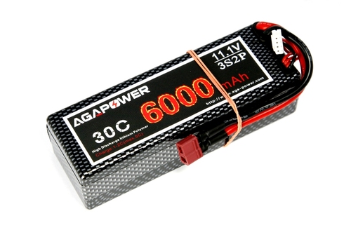 Акумулятор AGA POWER Li-Pol 6000mAh 11.1V 3S2P 30C Hardcase 39x47x138мм T-Plug