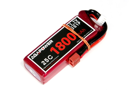 Акумулятор AGA POWER Li-Pol 1800mAh 11.1V 3S 25C Softcase 20x34x106мм T-Plug