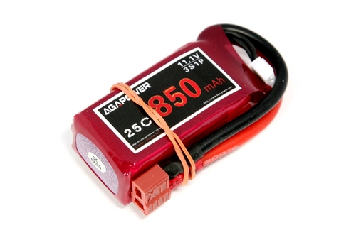 Акумулятор AGA POWER Li-Pol 850mAh 11.1V 3S 25C Softcase 23x30x52мм T-Plug