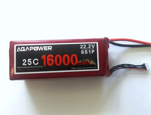 Аккумулятор AGA POWER Li-Po 16000mAh 22.2V 6S 25C Softcase 59x75x170мм AS150+XT150 (Новый, <5 циклов. 1 банка поддута. )