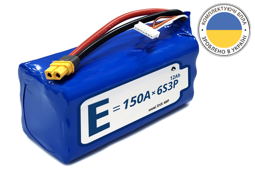 Аккумуляторная батарея 6S3P Energy Life 12000 мАч EVE 21700-40P Li-Ion 10AWG XT60-F горизонтальная сборка (002)