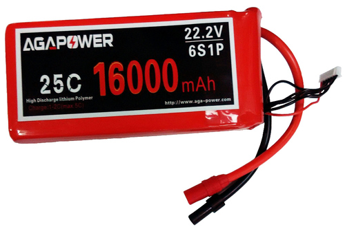 Акумулятор AGA POWER Li-Pol 16000mAh 22.2V 6S 25C Softcase 59x75x170мм AS150 + XT150