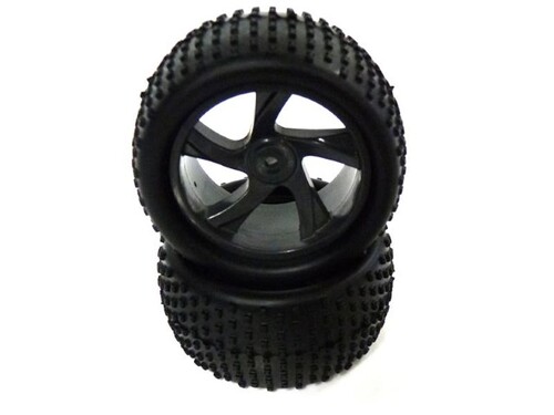 1:18 Tire and Black Rim for Truggy (23626B+28652) 2P