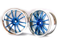 Blue Chrome Spoke Wheel Rims 2P