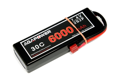 Аккумулятор AGA POWER Li-Pol 6000mAh 7.4V 2S2P 30C Hardcase 25x47x138мм T-Plug
