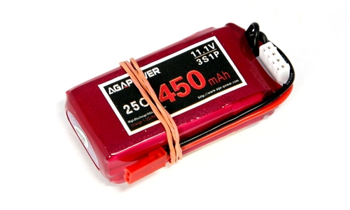 Аккумулятор AGA POWER Li-Pol 450mAh 11.1V 3S 25C Softcase 13x30x52мм JST