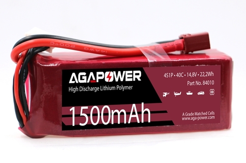Акумулятор AGA POWER Li-Pol 1500mAh 14.8V 4S 40C Softcase 28x34x90мм T-Plug